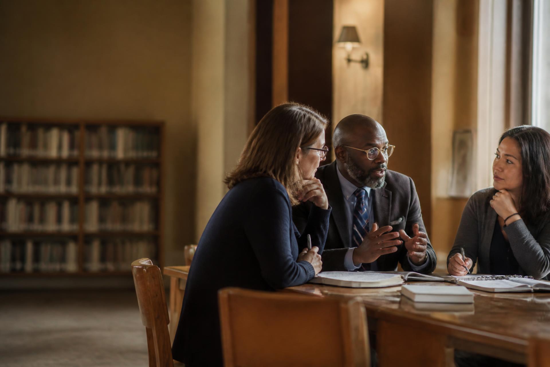 Independent school leadership team in discussion